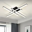 Modern LED Ceiling Light Fixture, Dimmable Close to Ceiling Light with Remote Control Black Flush Mount Chandelier Lighting Fixture, 3-Color Ceiling Lamp for Bedroom Living Room Kitchen Office