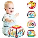 ICYLIFE 5 in 1 Musical Activity Cube for 1 Year Old-Piano Shark,Instrument Sounds,Drum Box with Lights,Learning Toys for 1 Year Old Boy&Kids Toys,3 Aa Batteries Incl