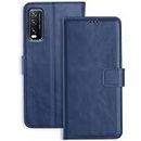Accesorios Vivo Y20A Flip Cover | Leather Finish | Inside Pockets & Stand | Shockproof Wallet Style Magnetic Closure Back Cover Case for Vivo Y20A (Blue)