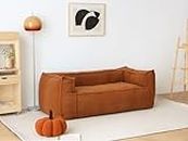 N&V Giant Bean Bag Sofa Foam Filled Floor Loveseat Twin Size with Armrests Removable and Machine Washable Cover for Adults Teens to Gaming, Reading, and Watching TV (Brown)