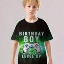 Birthday Boy Gamepad Print Boy's Casual Tees, Short Sleeve Crew Neck Comfy Versatile T-shirt Kids Summer Sports Clothing
