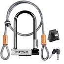 Kryptonite Kryptolok Mini-7 Bike U-Lock with Cable, Heavy Duty Anti-Theft Bicycle U Lock, 12.7mm Shackle and 10mm x4ft Length Security Cable with Mounting Bracket and Keys