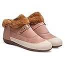 Dollphin Women's Fur Design Mid Ankle Boot | Flat TPR Sole Fancy Boots for Girls (Peach) 8UK