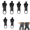 6pcs Fix Zip Puller,Zip Slider Repair Instant Kit Detachable Zipper Head Universal Durable Fix for Luggage Backpacks Jackets Jeans - Instant Zipper Rescue Extension & Fixing DIY Crafts(Black)