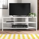 JV Home Thales Stylish Corner TV Stand Entertainment Unit | TV Cabinet | Meuble TV for Living Room, Bedroom Suitable up to 50” TVs (White)