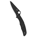 Spyderco Pacific Salt 2 Lightweight Knife with 3.78" Black H-1 Steel Blade and Black Non-Slip FRN Handle - PlainEdge - C91PBBK2
