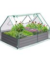 Quictent Raised Garden Bed with Cover Outdoor Galvanized Steel Planter Box Ki...