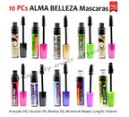 10 PC ALMA BELLEZA Black Mascaras - Maximum Length, Mamey Oil, Volume Mascaras