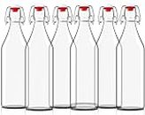 PENGQIMM Clear Glass Beer Bottles,6 Set Flip Top Beer Brewing Bottle 18oz/8.5oz Clear Bottle with Caps for Juice, Water, Kombucha, Wine, Beer Brewing, Kefir Milk or Eggnog (8.5oz)