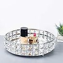 Feyarl Crystal Perfume Vanity Makeup Tray Mirrored Ornate Jewelry Trinket Tray Organizer Sparkly Bling Cosmetic Skin Care Decorative Tray with Glass Bottom Surface for Home Decor Dresser Desktop