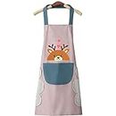 DOCAT Kitchen Apron for Women Cute Deer Aprons With Pockets and Hand-Wiping Kitchen Apron Waterproof and Oil-proof for Home Cooking Fits Men/Women Home Restaurant (Pink)