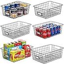 6 Pack [ Extra Large ] Wire Storage Baskets for Organizing with Lables, Pantry Organization Bins Cabinets - Metal Basket Kitchen, Laundry, Garage, Fridge, Bathroom Countertop Organizer, Black