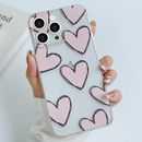For iPhone 14 15 Pro Max 13 12 11 XR SE 8 Clear Heart Case Cover for Women Girls