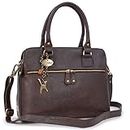 Catwalk Collection Handbags - Women's Large Leather Shoulder Bag - Tote With Multiple Compartments - Additional Crossbody Strap - VICTORIA - Brown