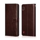 WOW IMAGINE Shock Proof Flip Cover Back Case Cover for Samsung Galaxy A10 (Flexible | Leather Finish | Card Pockets Wallet & Stand | Chestnut Brown)