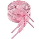 VSUDO 2 Pairs 39" Light Pink Flat Shoelaces 5/16” Wide Flat Shoe Laces for Adults & Kids Sneakers or Athletic Shoes (2 Pairs-Light Pink-100CM)