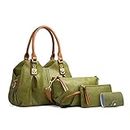 NICOLE & DORIS Fashion Women Handbags Simple Handbags for Women Large Tote Bags with 4 Pieces Vintage Shoulder Bag Multifunction Top Handle Bags for Shopping Green