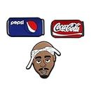 YellowCult Pack of 3 Shoe charms for Clog Shoes, Wristband Charm, Shoe, Bracelet Decoration or Party Gifts [MISC - Coca-Cola/Pepsi/Tupac Shakur]
