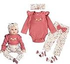 Reborn Baby Doll Clothes 22 inch Girl Outfit Accessories for 20-22 Inch Reborn Doll Baby Girl Doll Clothes 4pcs Set