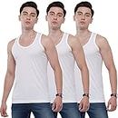 Classic Polo Mens Solid Slim Fit Vest White - White (Pack of 3)