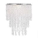 Waneway Chandelier Light Shade for Ceiling Pendant Light, Easy Fit Crystal Lamp Shade Lampshade for Bedroom, Living Room, Hallway, Wedding or Party Decoration, Diameter 22 cm, 3 Tiers, Clear