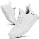Feethit Womens Running Shoes Lightweight Tennis Shoes Non Slip Walking Gym Workout Slip on Sneakers White Size 9