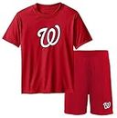 OuterStuff MLB Youth 8-20 Team Color Performance Primary Logo T-Shirt & Shorts Set (Large (14-16), Washington Nationals Red)