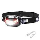LE Rechargeable LED Headlamp, Dimmable Flashlight Headlamp with 5 Light Modes and Adjustable Headband, USB Cable Included, Rechargeable Headlights for Camping Hunting Climbing Running Outdoor