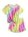 Arshiner Girls Summer Clothing Set Short batik T-shirt with shorts Sport Leisure Tie Dye Set 11-12 años