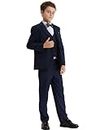 A&J DESIGN Boys Suit, Formal Wedding Tuxedo Kid Performance Blazer Clothing Set, Navy, 6 Years