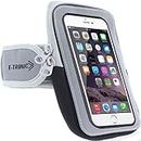 E Tronic Edge Phone Holder for Running - Cell Phone Armband Sleeve w/Reflective Logo - Workout Gear Fits iPhone and Android - Plus Size for 7 Inch Phone Max, Gray