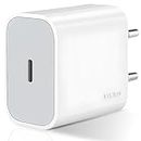 iPhone Charger Original 20W Adapter Fast USB Type C for iPhone 15/15 Plus/15 Pro/15 Pro Max, iPhone 14/14 Plus/14 Pro/14 Pro Max, iPhone 13/12/11 & Others PD 3.0 20 Watt BIS Certified 2 Years Warranty