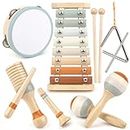 Musikinstrumente für Kinder Kinderspielzeug ab 3 Jahre holzspielzeug Trommel Xylophone für Kinder Baby Musikspielzeug Montessori Spielzeug ab 3 Jahre