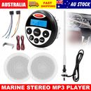 Marine Stereo Radio Bluetooth Audio MP3 Player + Boat 4'' Speakers FM/AM Aerial