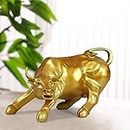 Karigaari India Decoration Items for Home Geometric Bull Resin Sculpture Statue Home Decor for Gift Items I Stock Market I Wall Street Charging Bull I (10", Gold), 1 Piece