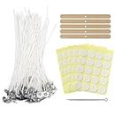 100 Pcs Candle Wicks for Making Candles, 10cm Cotton Candle Wicks with Candle Wick Holders & Stickers, Candle Making Kit for Votive Candle Moulds, DIY Scented Candle