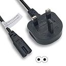 XINYUWIN 2 Pin Mains Power Lead Figure 8 IEC C7 Cable Compatible With Xbox One S Slim Game Console, Xbox One X, Sony PS2 PS3 PS4 (Slim Edition), PSP, PSV, HP/Samsung/Sony/Acer/Asus/Lenovo/MSI Laptop