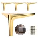 Metal Furniture Legs 4.7 inches, DIY Replacement Feet Set of 4, Short Cabinet Couch Legs. Furniture Legs, for Sofa Cabinets, Cupboards, Footstools, Furniture Benches, Nightstands (12cm, Gold)