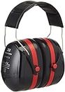 3M Peltor Optime III Ear Defenders Adults – Protective Earmuffs with Headband, Hearing Protection Against High Noise Levels in Industrial Settings, 35 dB, Black/Red