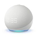 All-New Echo Dot (5th Gen, 2022 release) with clock | International Version | Smart speaker with clock and Alexa | Glacier White
