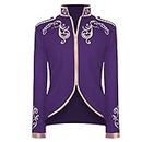 VOREING Mens Prince Coats Drummer Parade Punk Officer Prince Uniform jacket, Purple, Large