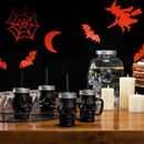 The Holiday Aisle® 4 Piece Halloween Skull Mason Jar Set Glass in Black | 17.16 H x 3.5 W in | Wayfair 459DAFE5C9C14013B15A75A0D7931483