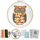 Embroiderymaterial Hand Embroidery Tutorial DIY Kit OWL Bird Design Full Kit, (All Materials Included, Multicolour)