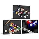 Nachic Wall 3 Pieces Canvas Wall Art Billiard Balls in Black and White Pool Table Pictures Leisure Sport Poster Canvas Print for Game Room Club Bar Bedroom Decor Stretched and Framed Ready to Hang