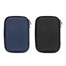 Ginsco 2 Pcs EVA Hard Carrying Small Hard Drive Case Compatible with WD Elements,My Passport,Toshiba Canvio Portable Hard Drives, Power Bank Charger Advance Black+Blue