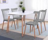 Dining Table and 4/6 Chairs Set for Kitchen, Dining Room White Wood Style Table