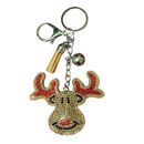  Rhinestone Keychain Accessories for Women, Purse Christmas Reindeer (Silver)