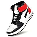 Relfa Men's Red Air Sneakers Basketball Casual Boots Comfortable & Lightweight Socks Sports Walking Running Shoes - 8 UK