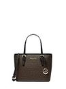 Michael Kors XS Carry All Jet Set Travel Womens Tote, Brown/Blk, X-Small