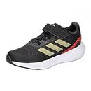 adidas RunFalcon 3.0 Elastic Lace Top Strap Shoes Sneakers, core Black/Gold met./Better Scarlet, 31.5 EU